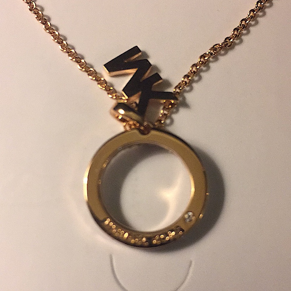 MICHAEL KORS - ROSE GOLD MK LOGO PENDANT NECKLACE - Picture 7 of 12